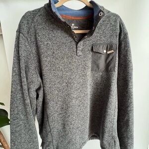 Woolrich Grey Flecked Snap-Neck Pullover Sweater Mens XXL Fishermancore outdoor